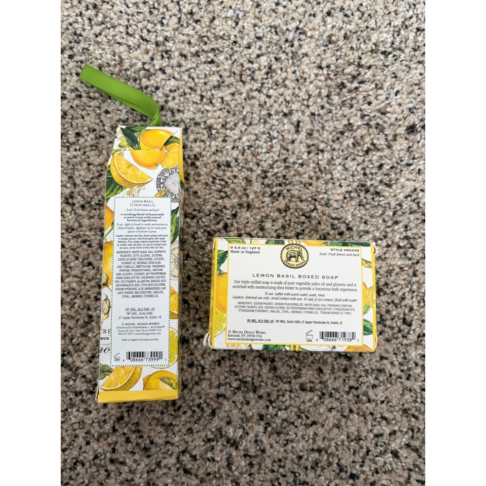 Michel Design Works Lemon Basil Hand Cream & Shea Butter Soap NIB